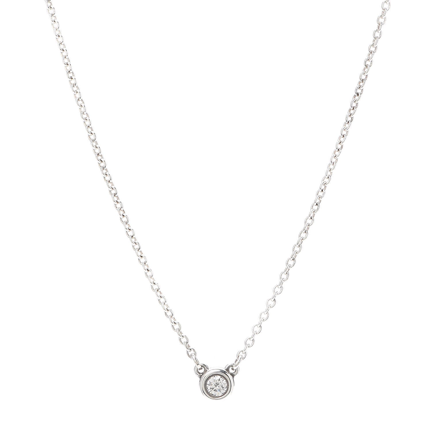 Tiffany Sterling Silver Diamond .05ct Elsa Peretti Diamonds by the Yard Pendant Necklace 1 of 7
