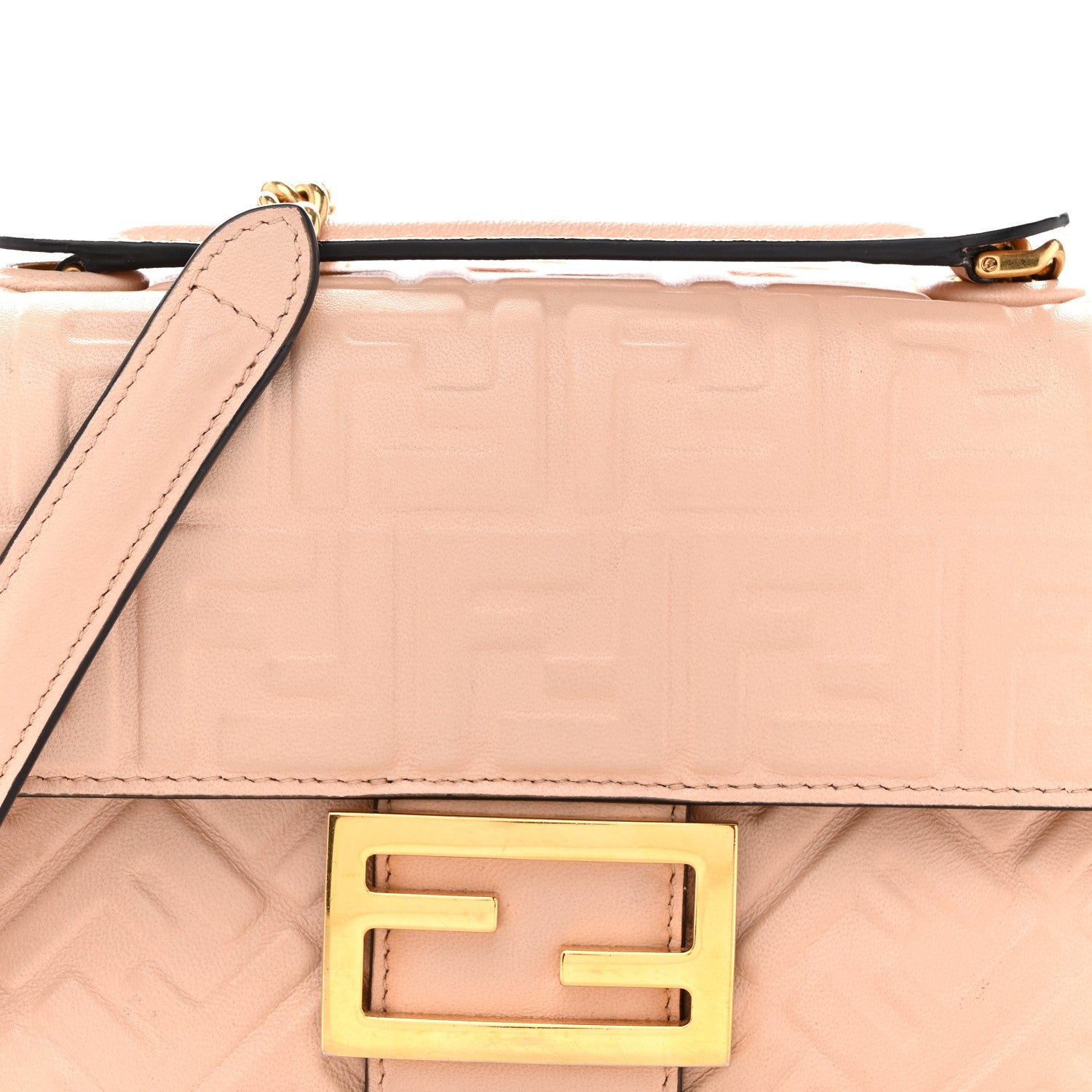 Fendi Nappa Small FF Embossed Midi Chain Baguette Light Rose 8 of 16