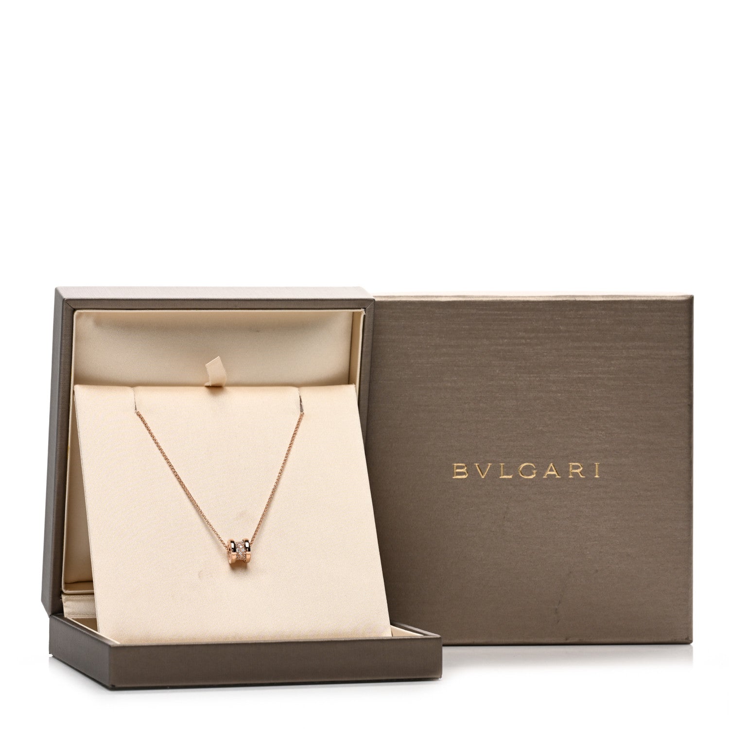 Bulgari 18K Rose Gold Diamond Small B.Zero1 Pave Pendant Necklace 5 of 5