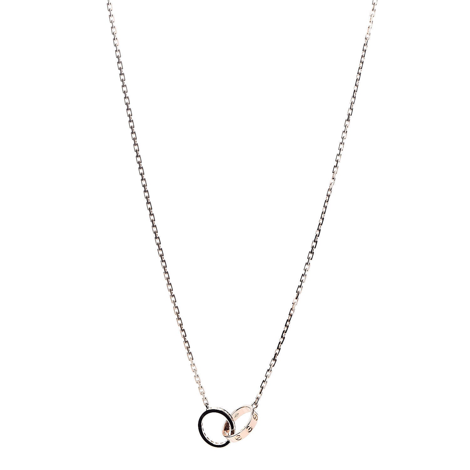 Cartier 18K Pink Gold Diamond Interlocking LOVE Necklace 1 of 8