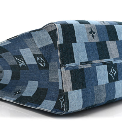 Louis Vuitton Denim Damier Monogram Onthego Blue Rouge 9 of 10