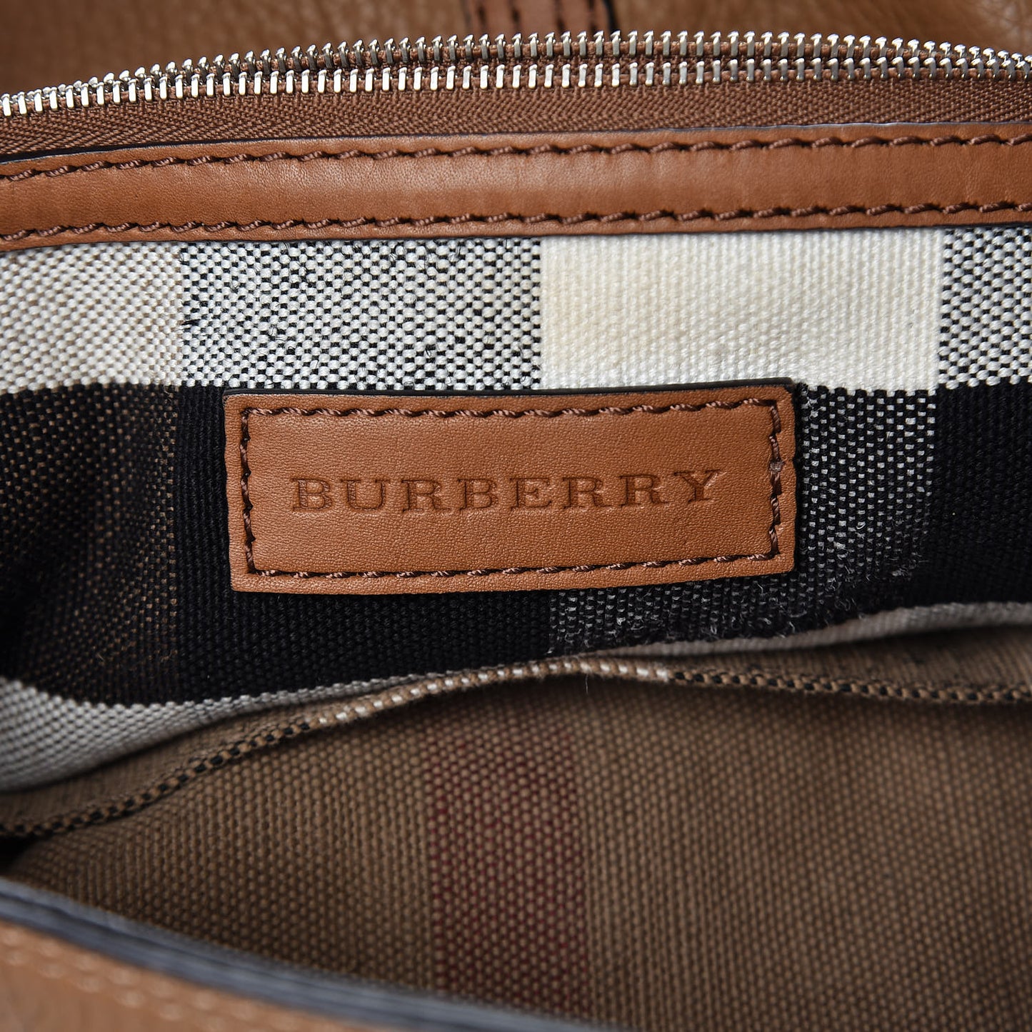 Grainy Calfskin Canvas Mega Check Medium Ashby Tassel Hobo Saddle Brown