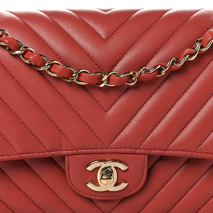 Chanel Lambskin Chevron Quilted Medium Double Flap Rosewood 8 of 11