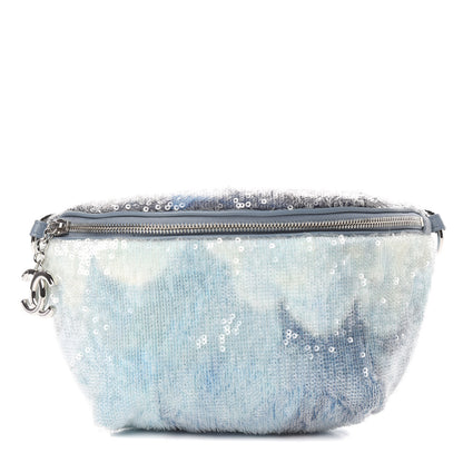 Chanel Sequin Tri-color Waterfall Waist Bag Fanny Pack Silver Blue 1 of 9