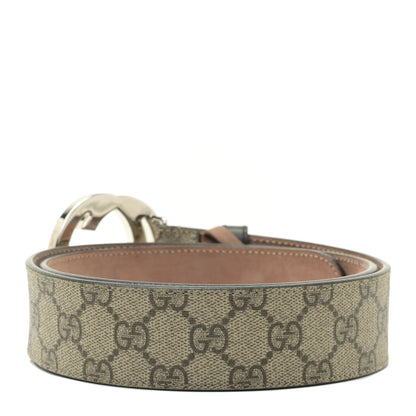 Gucci GG Supreme Monogram Selleria Calfskin Interlocking G 40mm Belt 85 34 Beige Ebony Cocoa 2 of 4