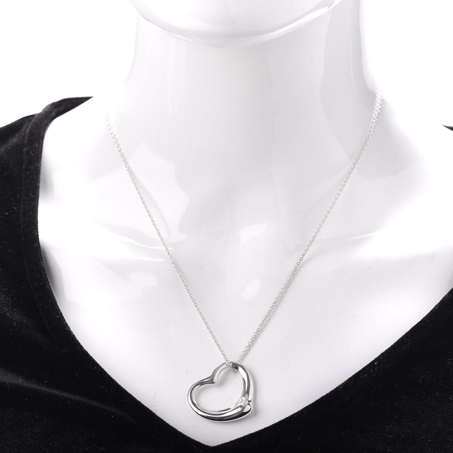 Sterling Silver 27mm Elsa Peretti Open Heart Pendant Necklace