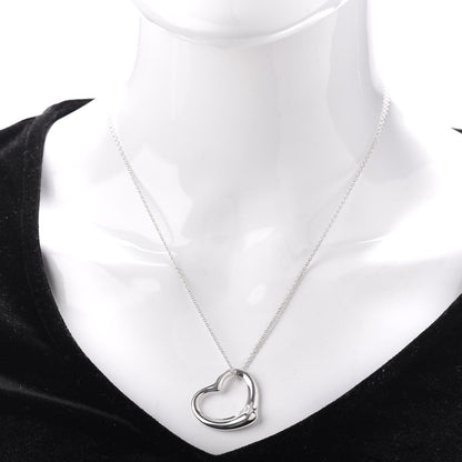 Tiffany Sterling Silver 27mm Elsa Peretti Open Heart Pendant Necklace 2 of 4