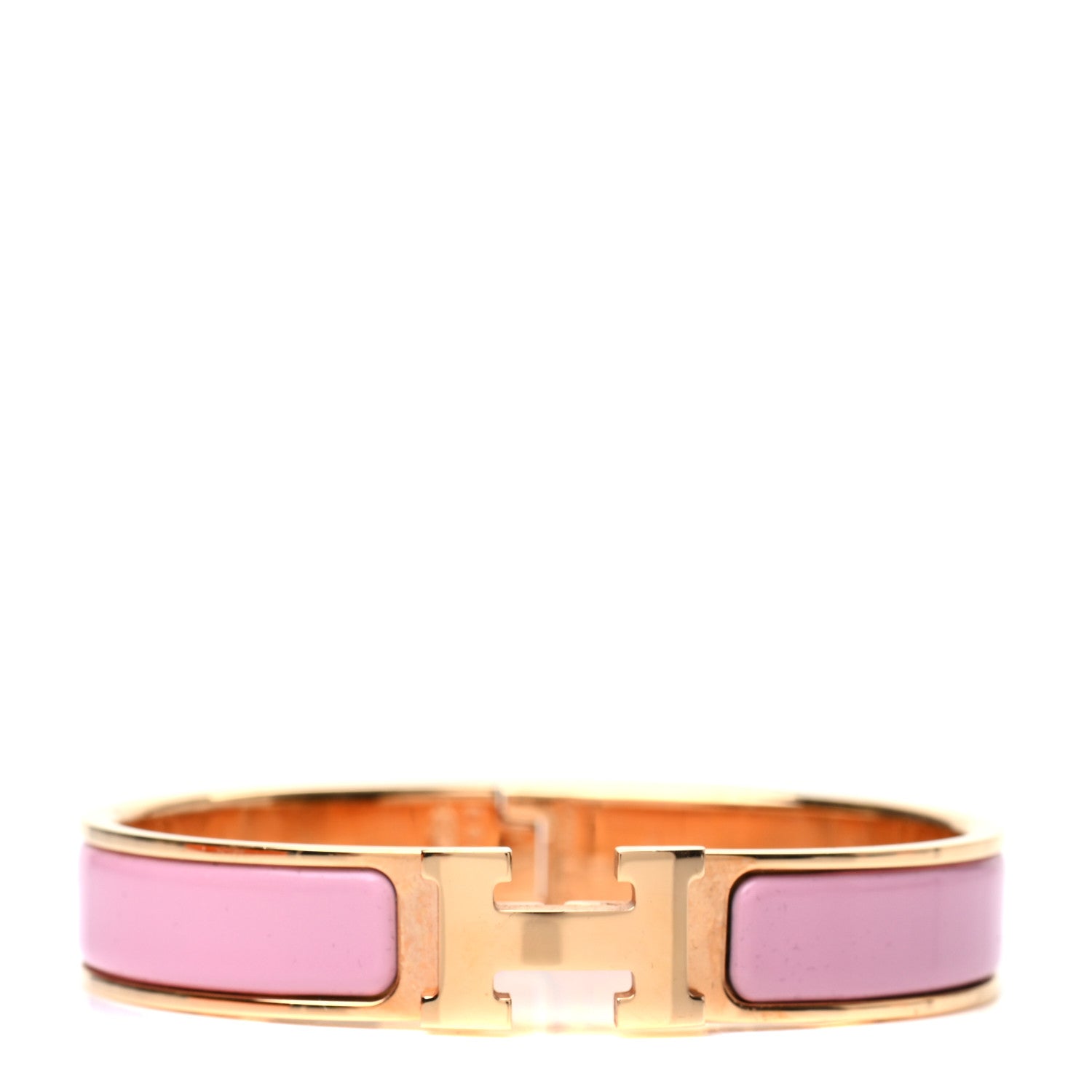 Hermes Enamel Narrow Clic Clac H Bracelet GM Rose Delirium 1 of 5