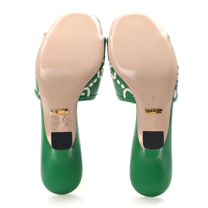 Gucci X ADIDAS Nappa Charlotte Suede Monogram Jumbo GG Trefoil 75mm Slide Sandals 36 New Shamarock Ivoire 5 of 9