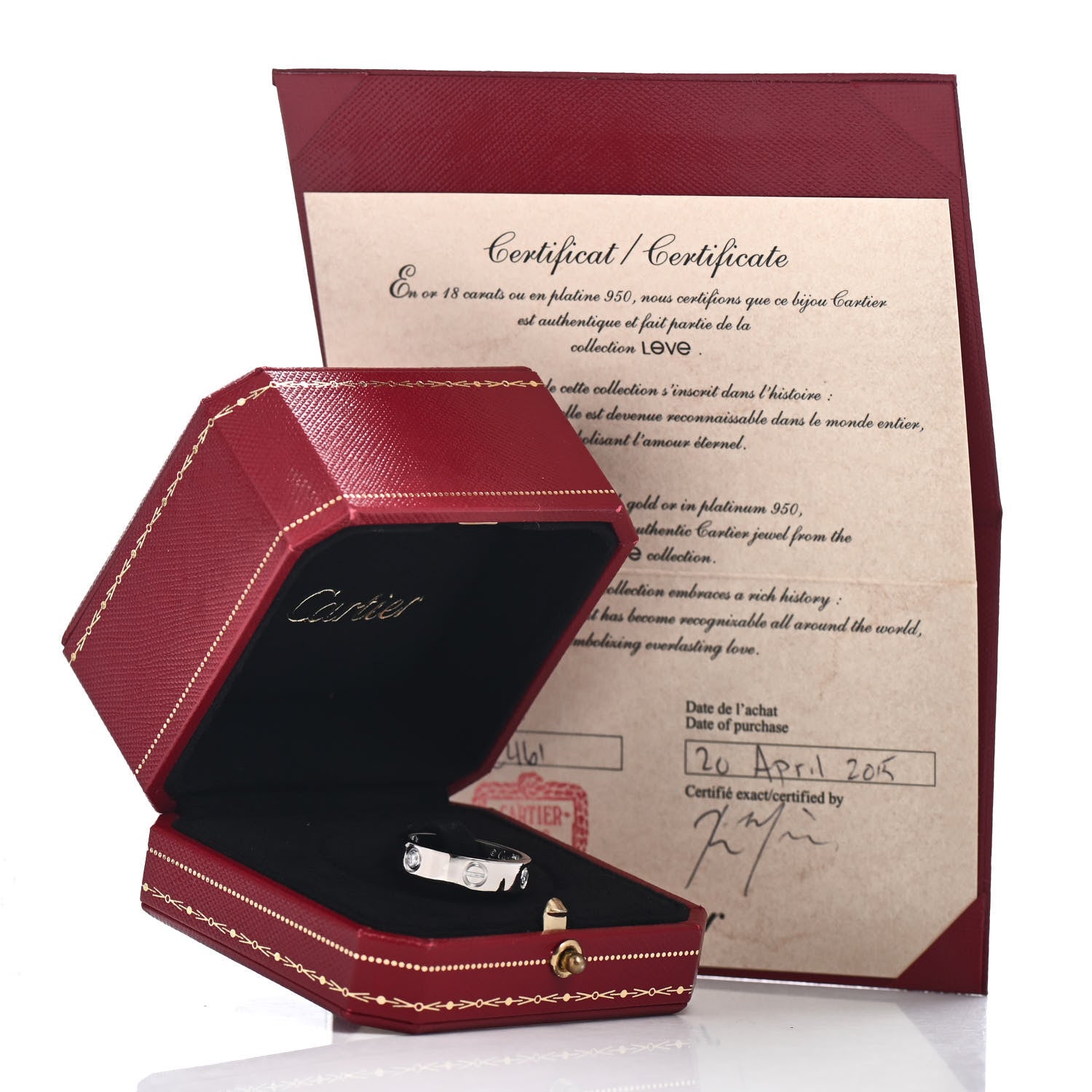 Cartier 18K White Gold 3 Diamond 5.5mm LOVE Ring 59 8.75 5 of 5
