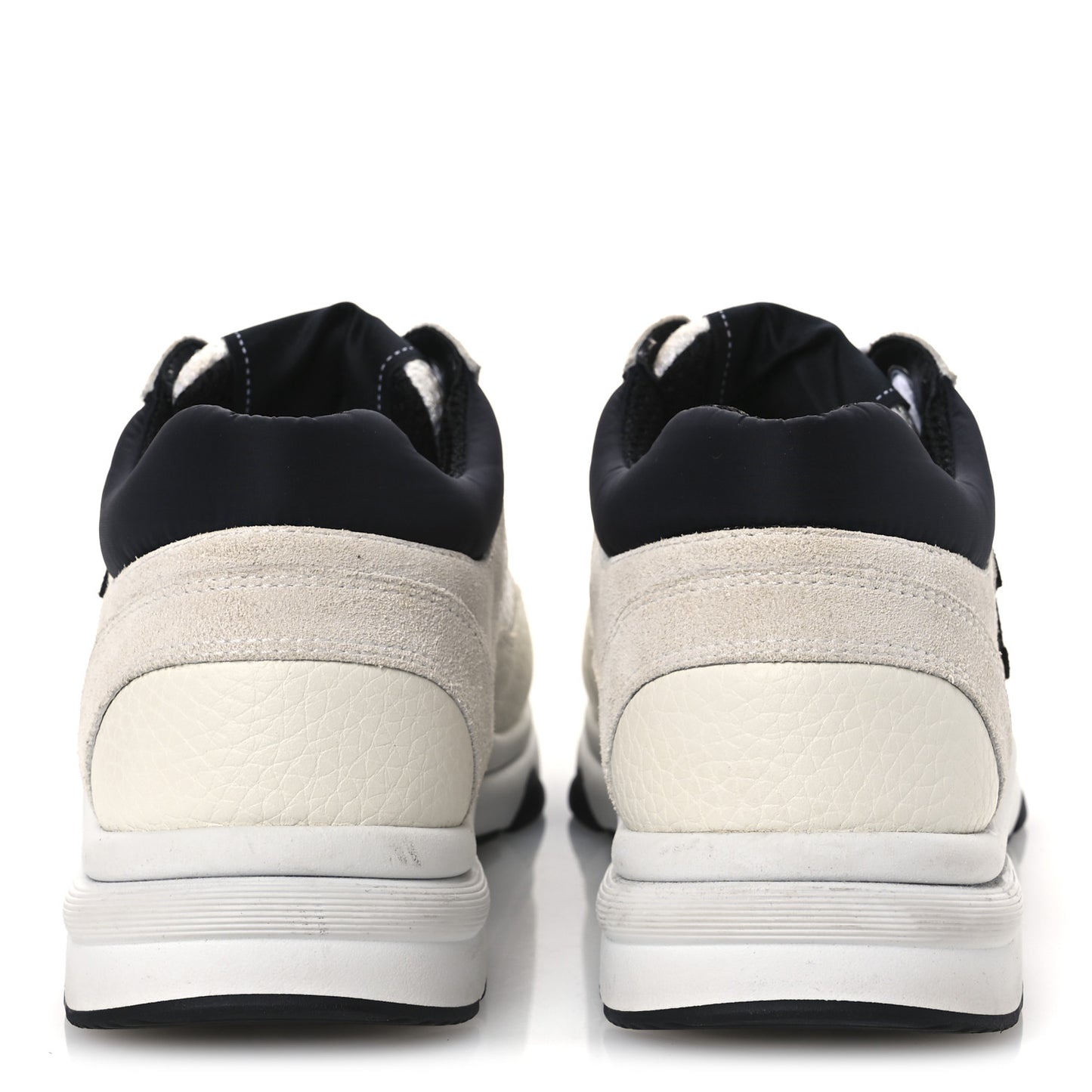 Mesh Suede Calfskin Grained Calfskin Womens CC Sneakers 36.5 White Black