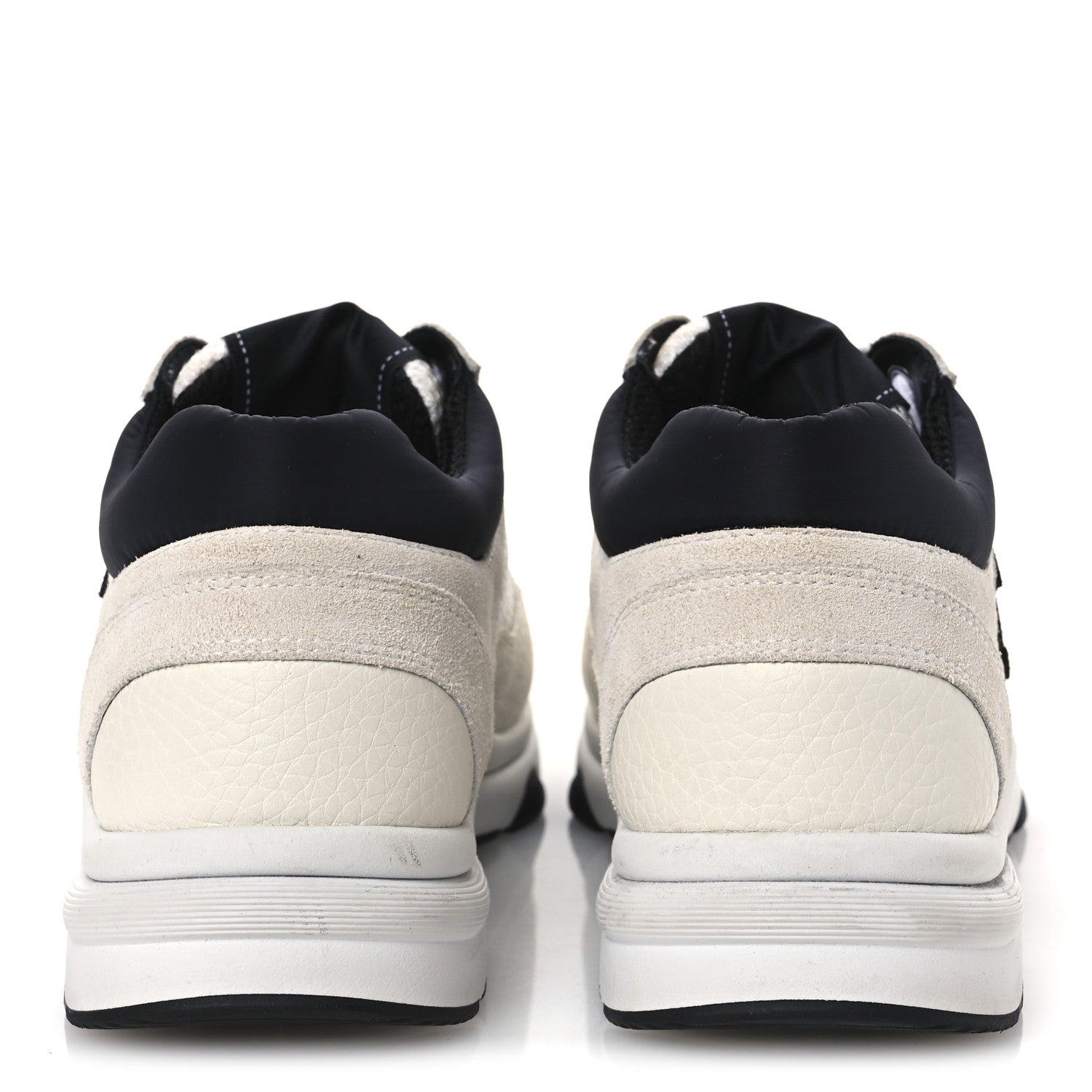 Chanel Mesh Suede Calfskin Grained Calfskin Womens CC Sneakers 36.5 White Black 6 of 13