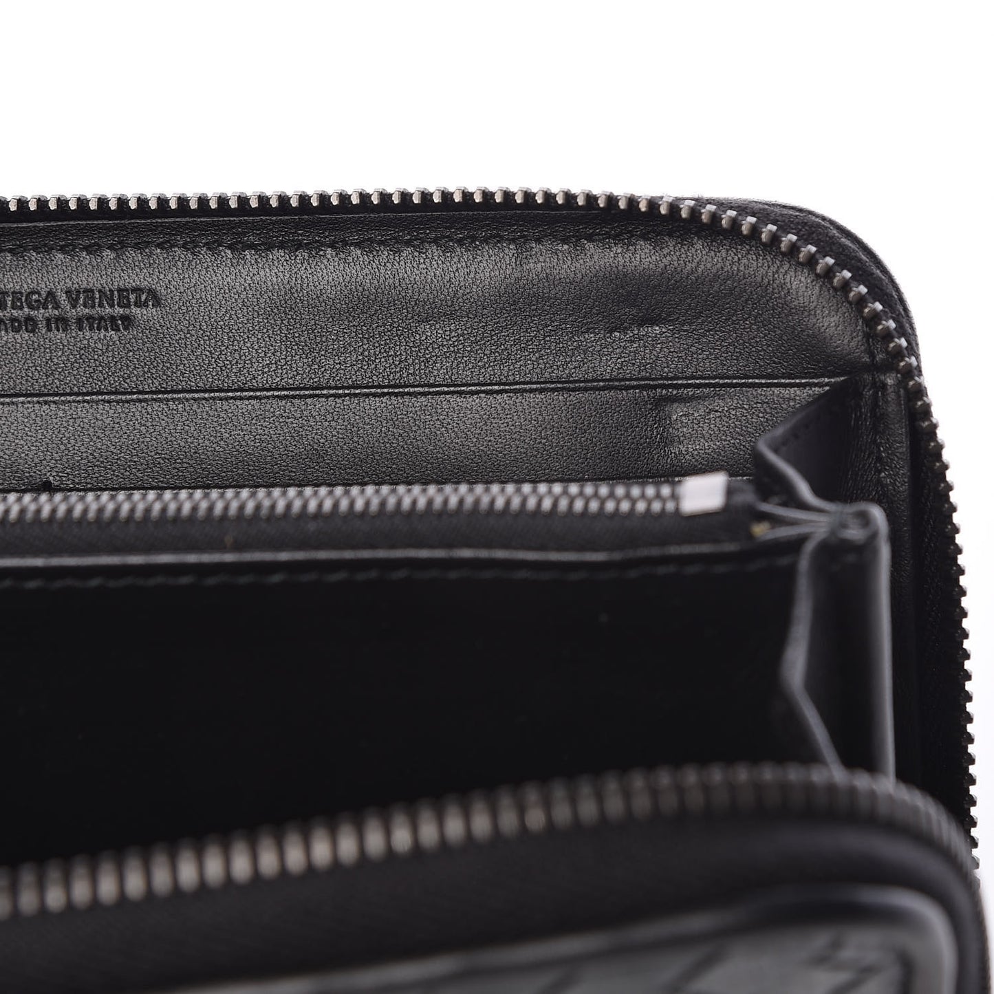 Nappa Intrecciato Gradient Spotted Zip Around Wallet Black Gray