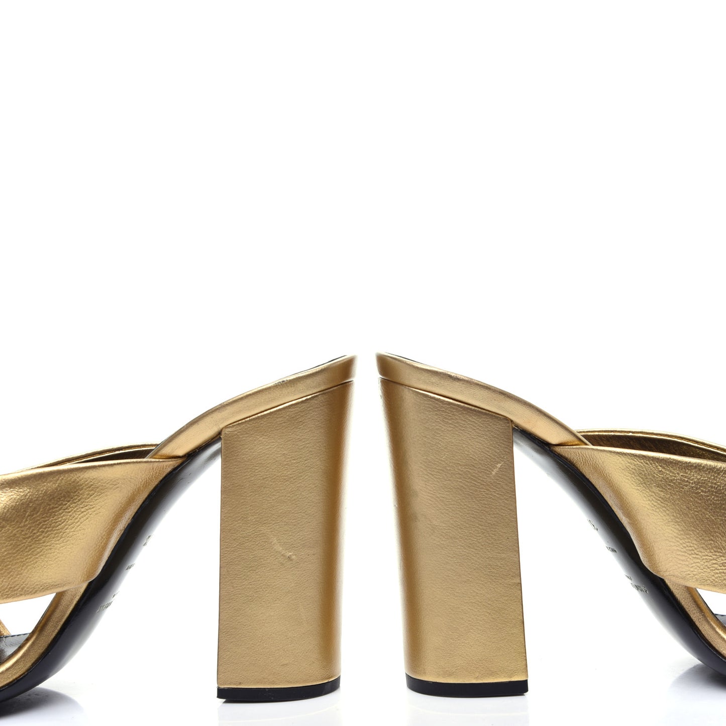 Metallic Calfskin Bianca Knotted Mule Sandals 37.5 Gold