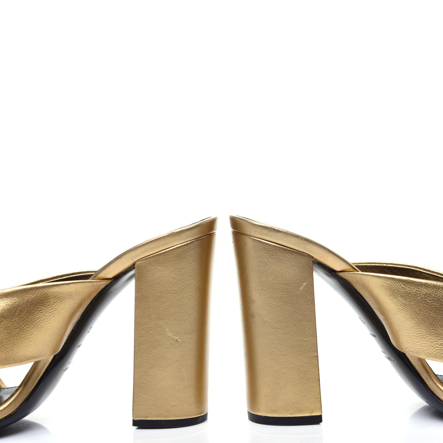 Saint Laurent Metallic Calfskin Bianca Knotted Mule Sandals 37.5 Gold 11 of 11