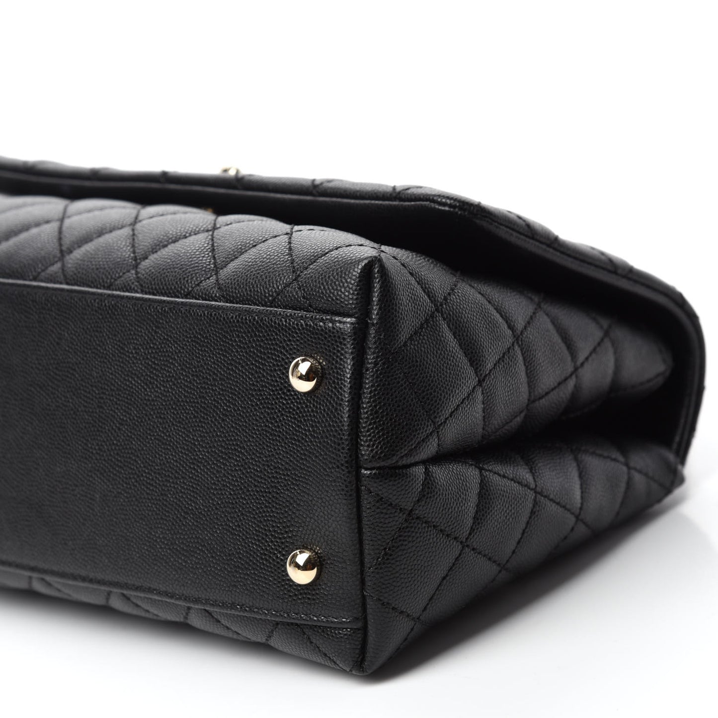 Caviar Lizard Embossed Quilted Small Coco Handle Flap Black