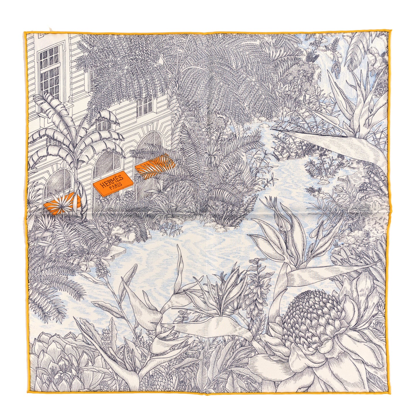 Silk Faubourg Tropical Scarf 45 Anthracite Ciel