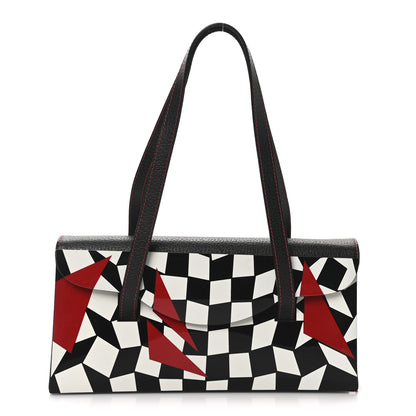 Fendi Pigskin Plexiglass Geometric Shoulder Bag Black White Red 1 of 9