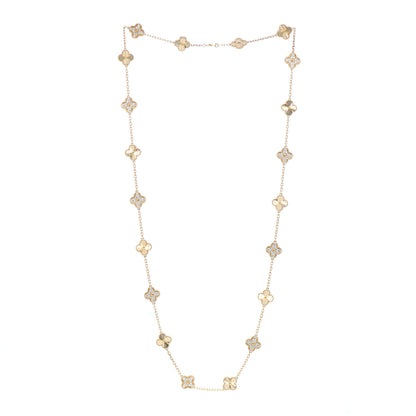 Van Cleef & Arpels 18K Yellow Gold Diamond 20 Motifs Guilloche Vintage Alhambra Necklace 3 of 5