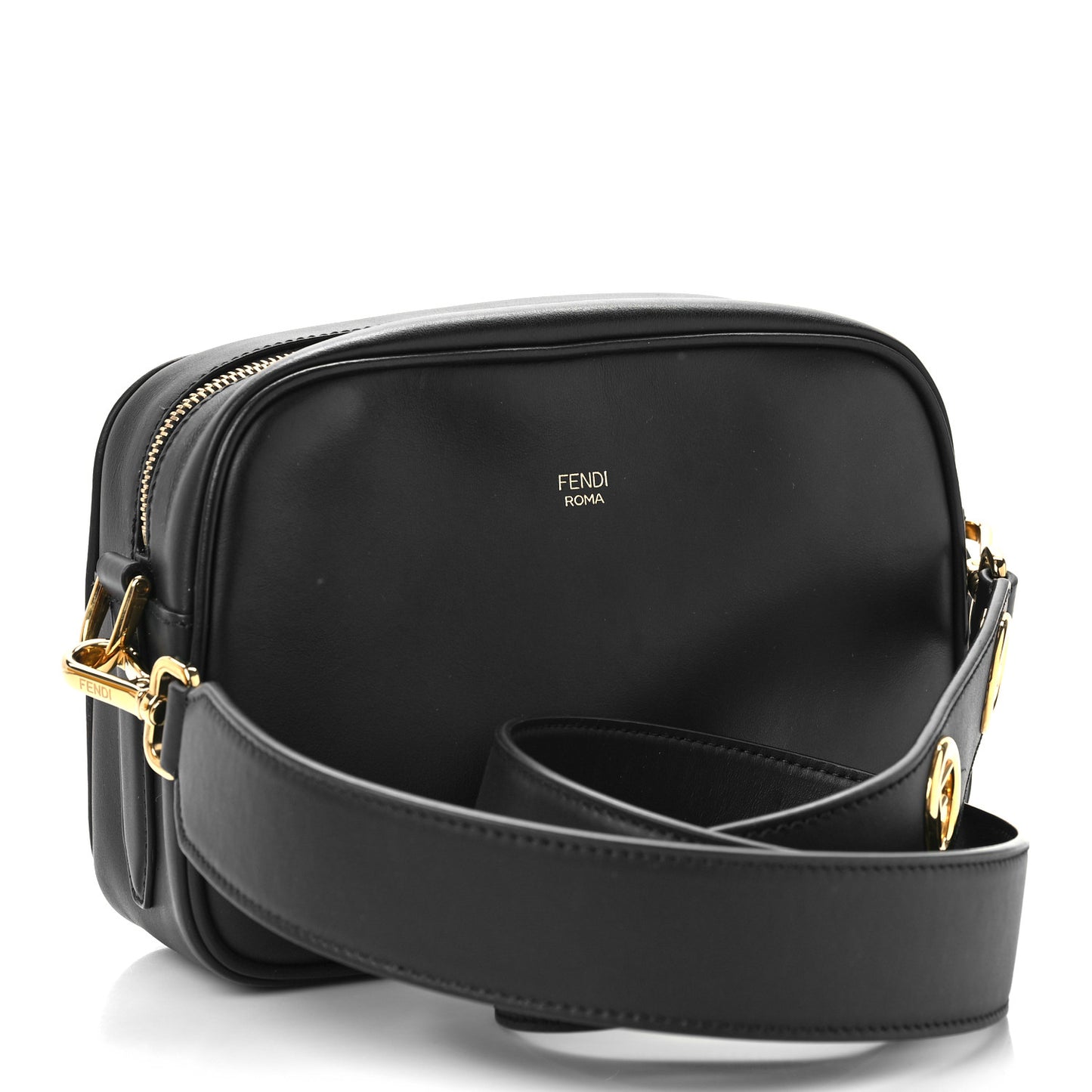 Vitello Century F is Fendi Bi-Color FF 1974 Embossed Camera Case Maya Black