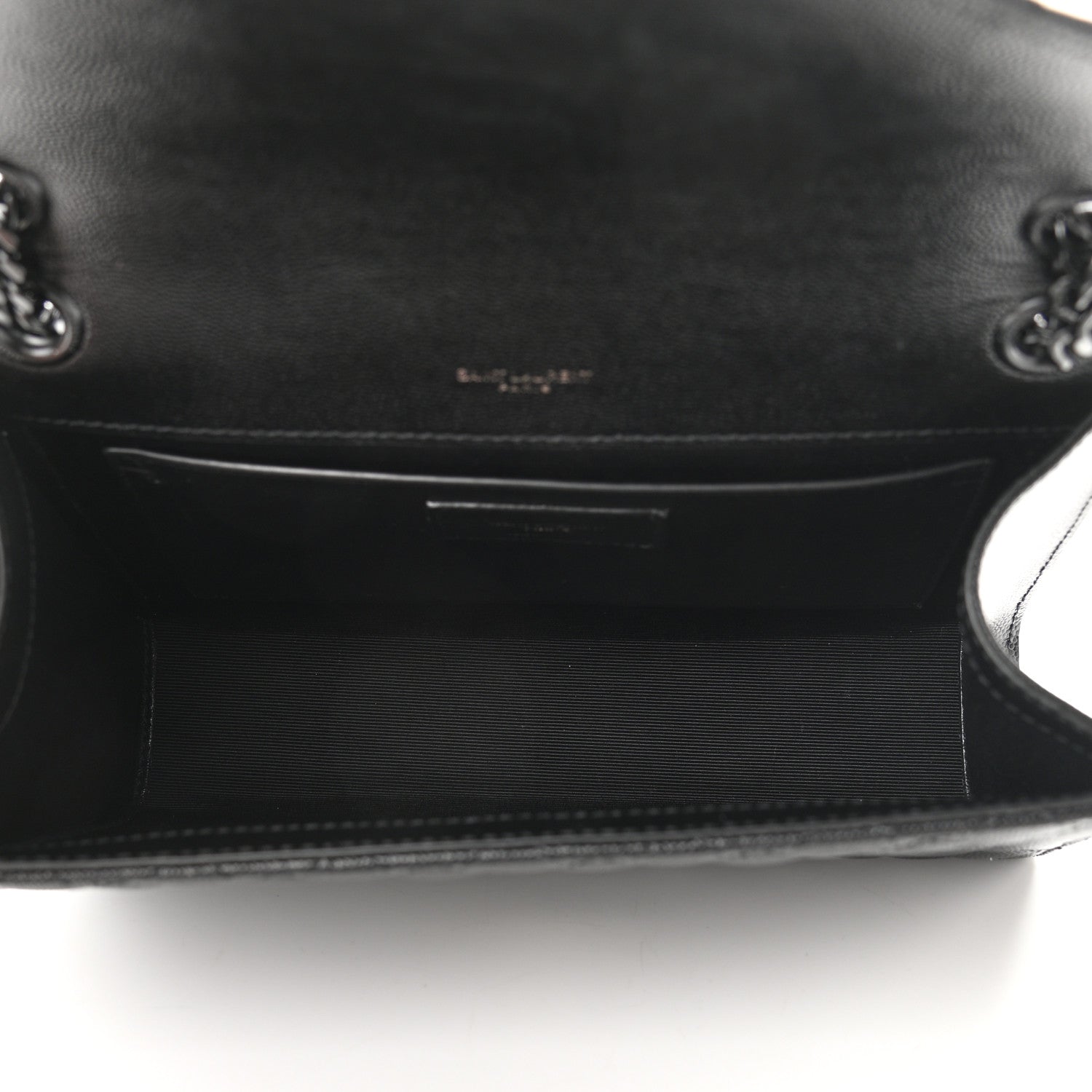 Saint Laurent Grain De Poudre Textured Mixed Matelasse Triquilt Medium Monogram Satchel Black 5 of 12