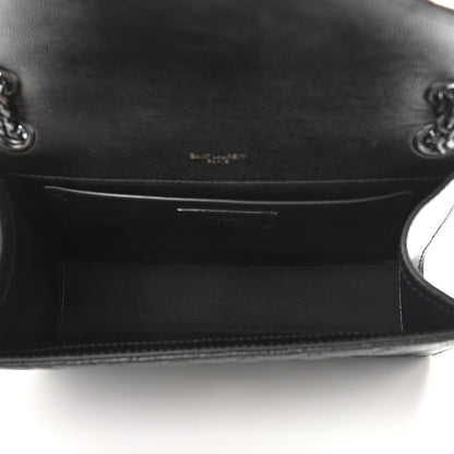 Saint Laurent Grain De Poudre Textured Mixed Matelasse Triquilt Medium Monogram Satchel Black 5 of 12