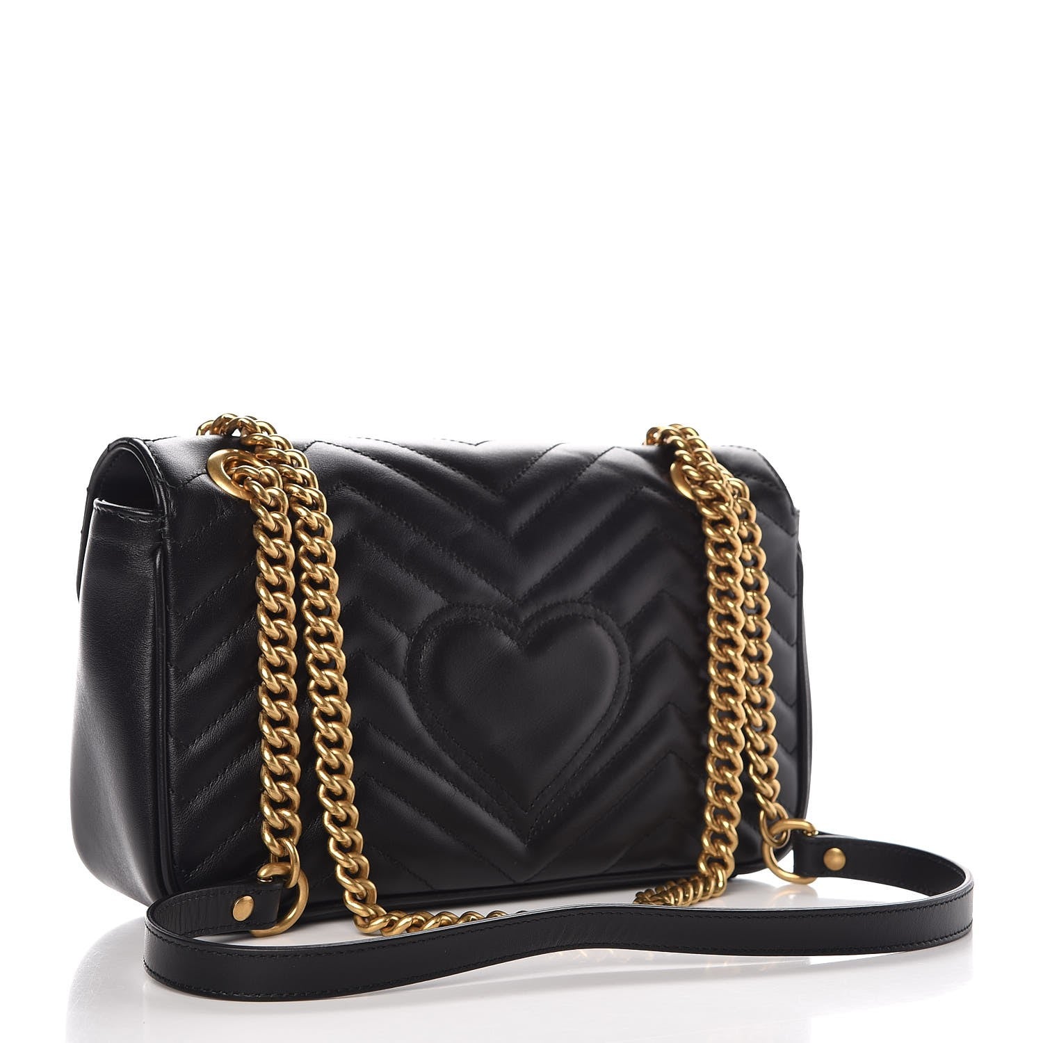 Gucci Calfskin Matelasse Small GG Marmont Shoulder Bag Black 3 of 7