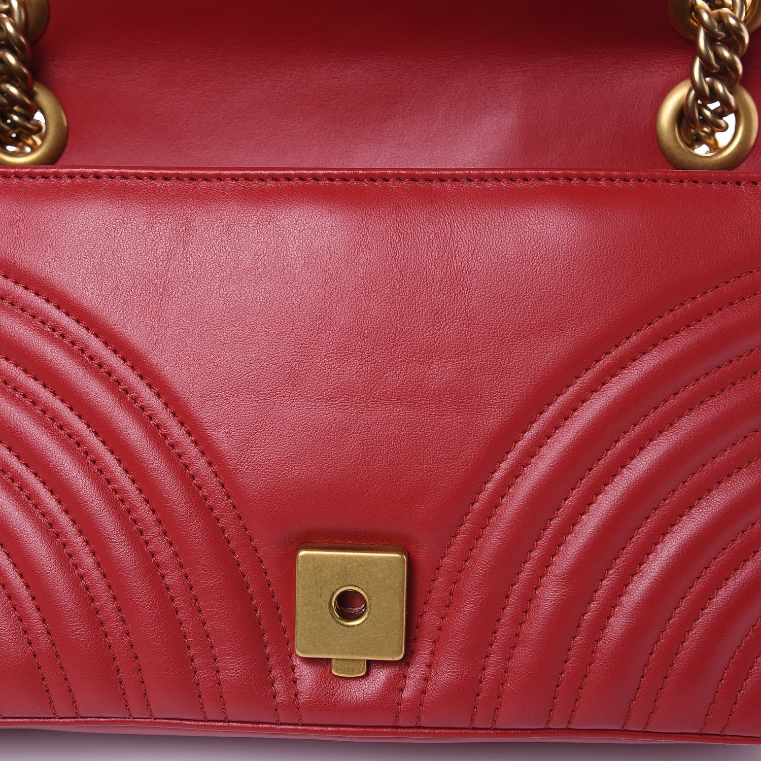 Gucci Calfskin Matelasse Small GG Marmont Shoulder Bag Hibiscus Red 10 of 10