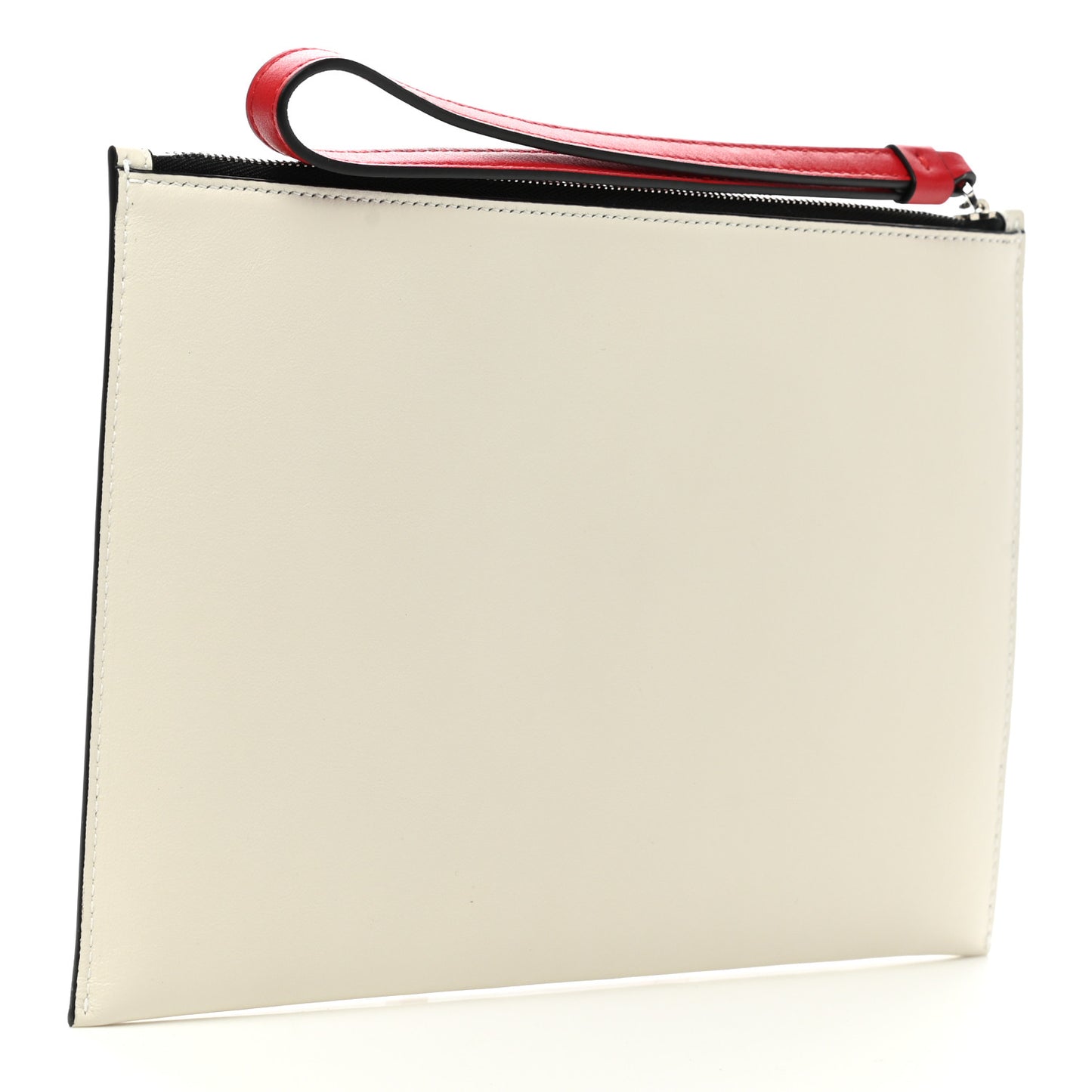 Logo Zip Large Wristlet Pouch White Red