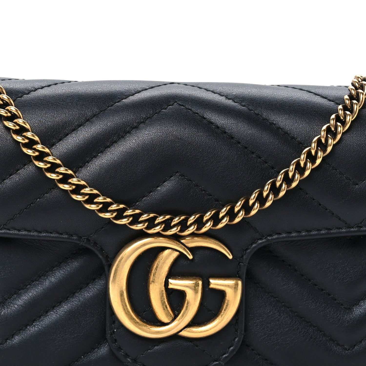 Gucci Calfskin Matelasse Super Mini GG Marmont Shoulder Bag Black 8 of 11