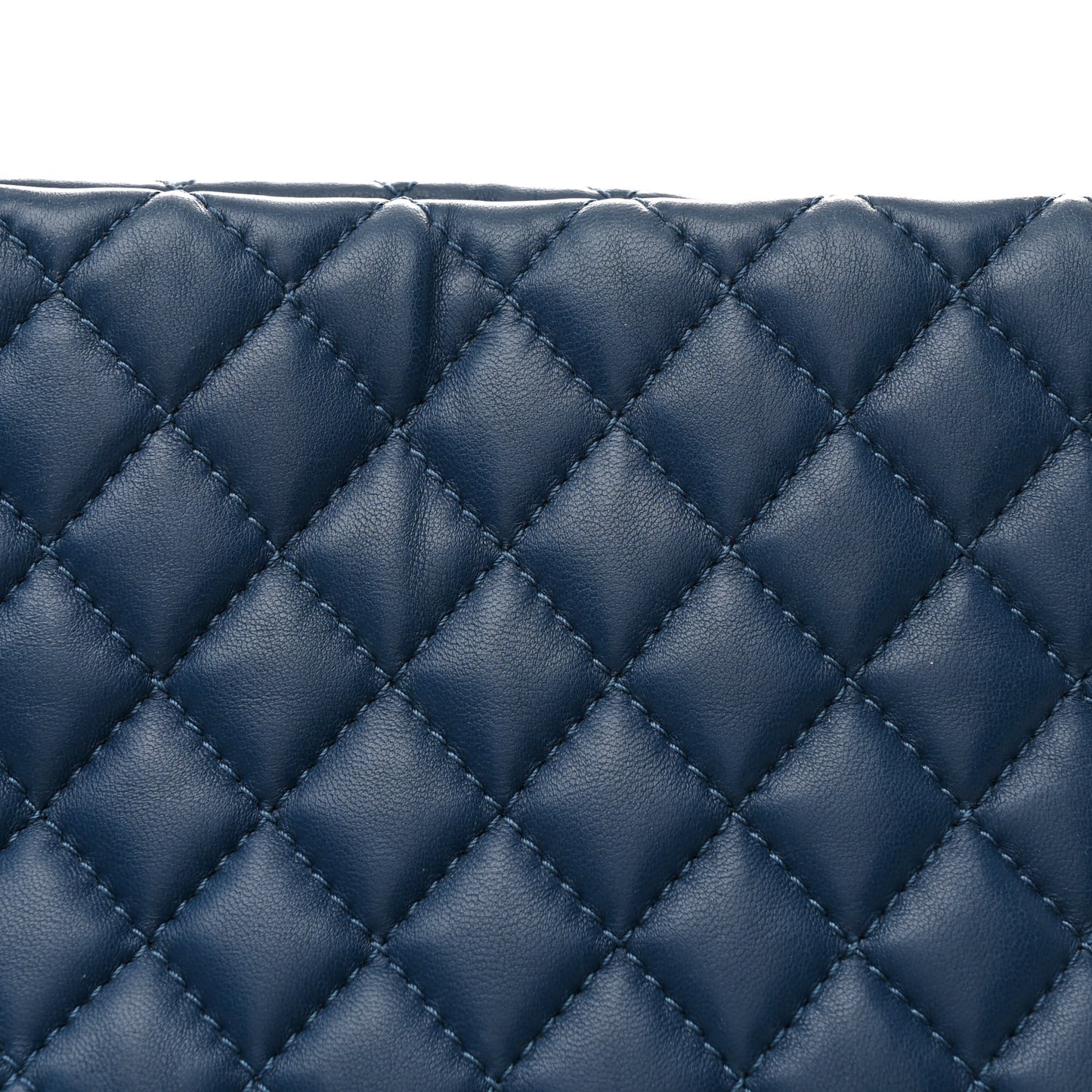 Lambskin Quilted Large Fluffy CC Shopping Tote Blue