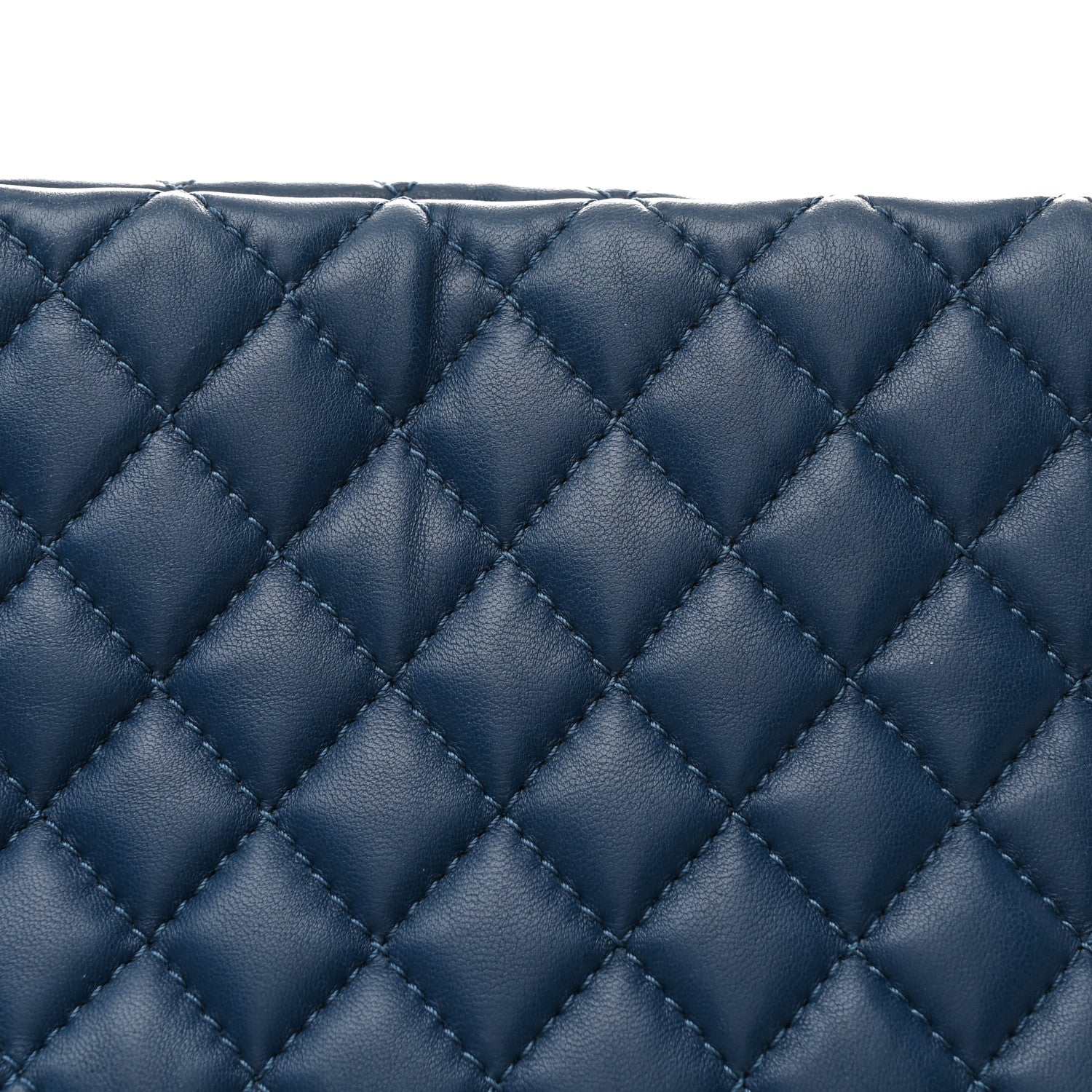 Chanel Lambskin Quilted Large Fluffy CC Shopping Tote Blue 8 of 10