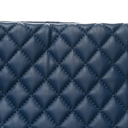 Chanel Lambskin Quilted Large Fluffy CC Shopping Tote Blue 8 of 10