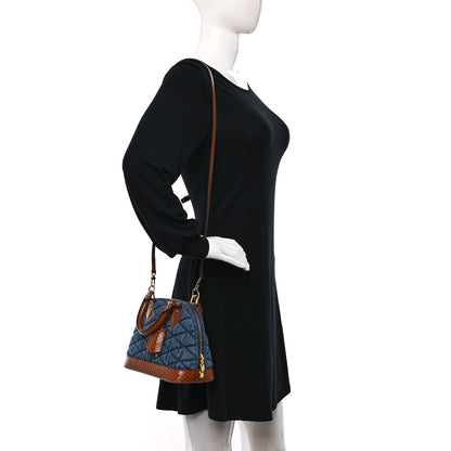 Louis Vuitton Denim Calfskin Reverse Monogram Malletage Alma BB Blue 2 of 8