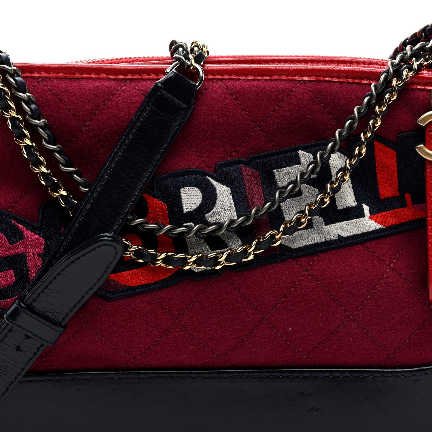 Chanel Wool Calfskin Quilted Medium Gabrielle Hobo Red 8 of 10