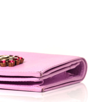 Gucci Calfskin Crystal Double G Card Case Wallet Malva 8 of 9