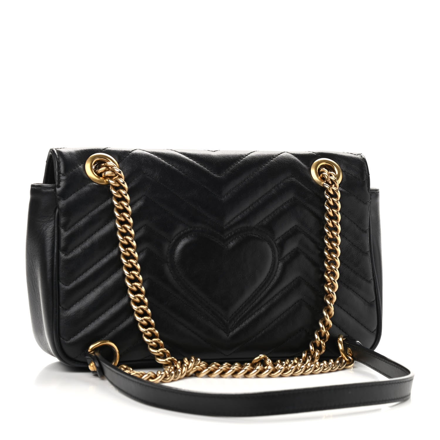 Gucci Calfskin Matelasse Small GG Marmont Shoulder Bag Black 3 of 9