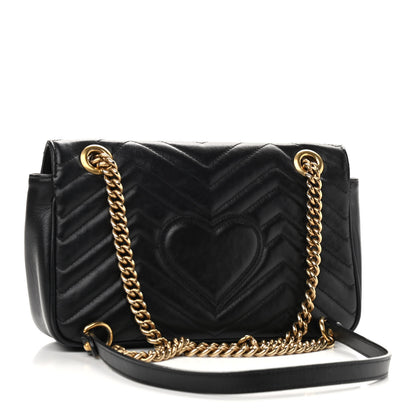 Gucci Calfskin Matelasse Small GG Marmont Shoulder Bag Black 3 of 9