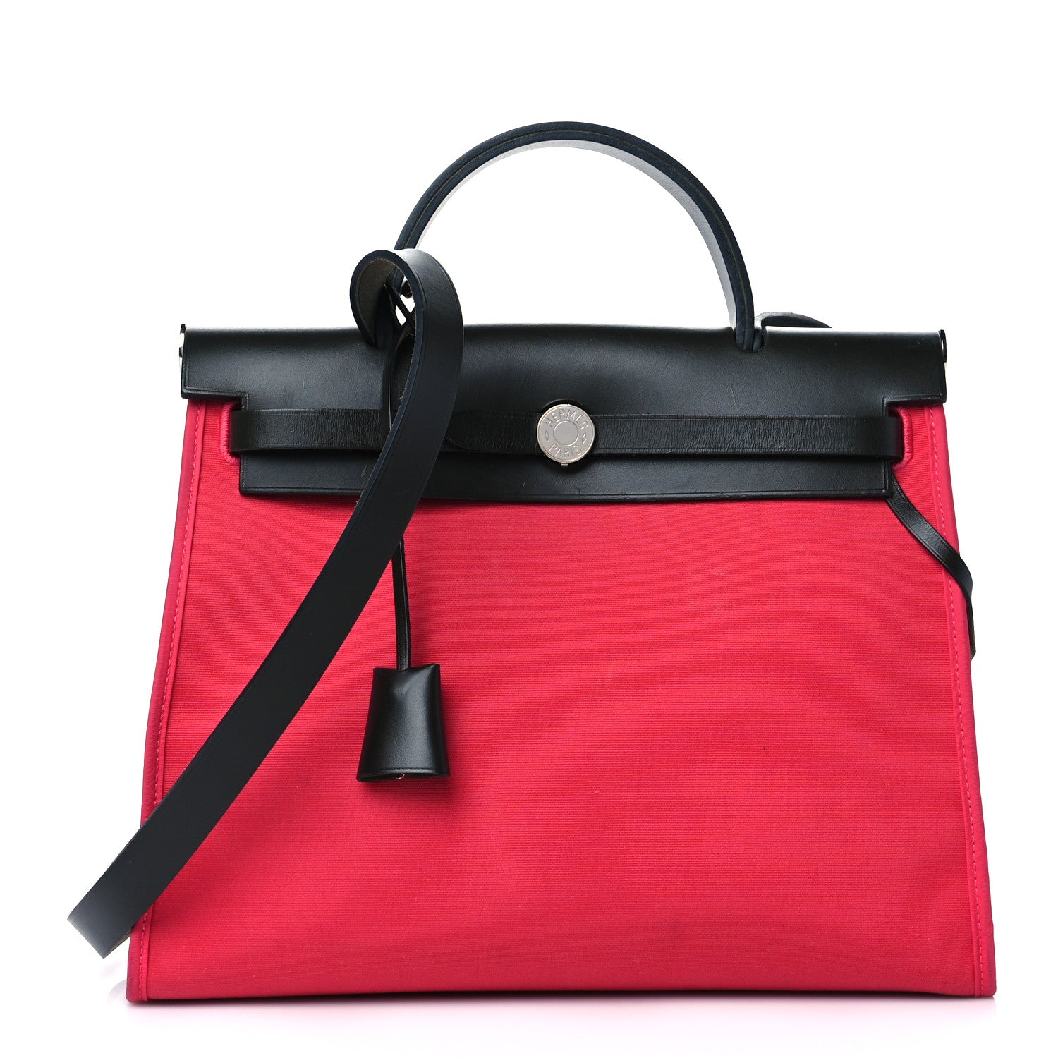 Hermes Vache Hunter Toile Herbag Zip 31 PM Rose Extreme Black 3 of 13