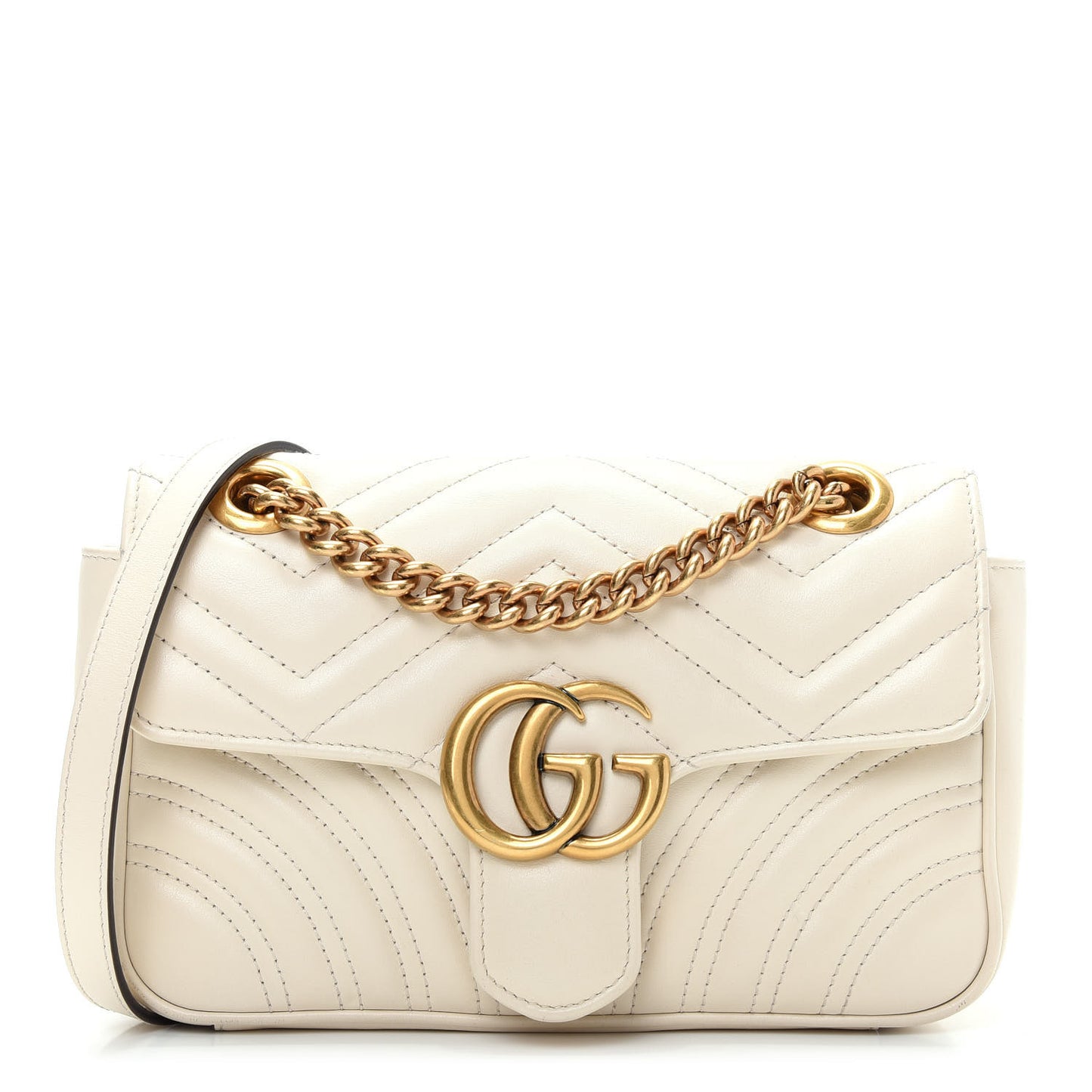 Calfskin Matelasse Mini GG Marmont Shoulder Bag White