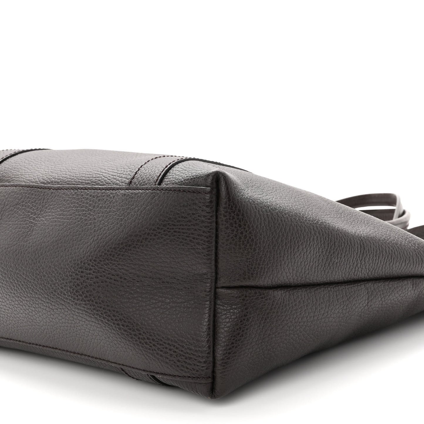 Calfskin Bamboo Top Handle Tote Dark Brown