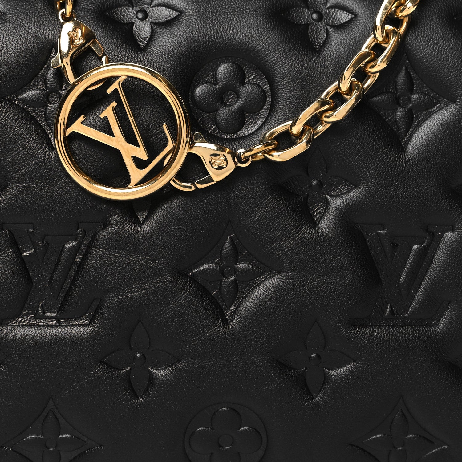 Louis Vuitton Lambskin Embossed Monogram Pochette Coussin Black 8 of 10