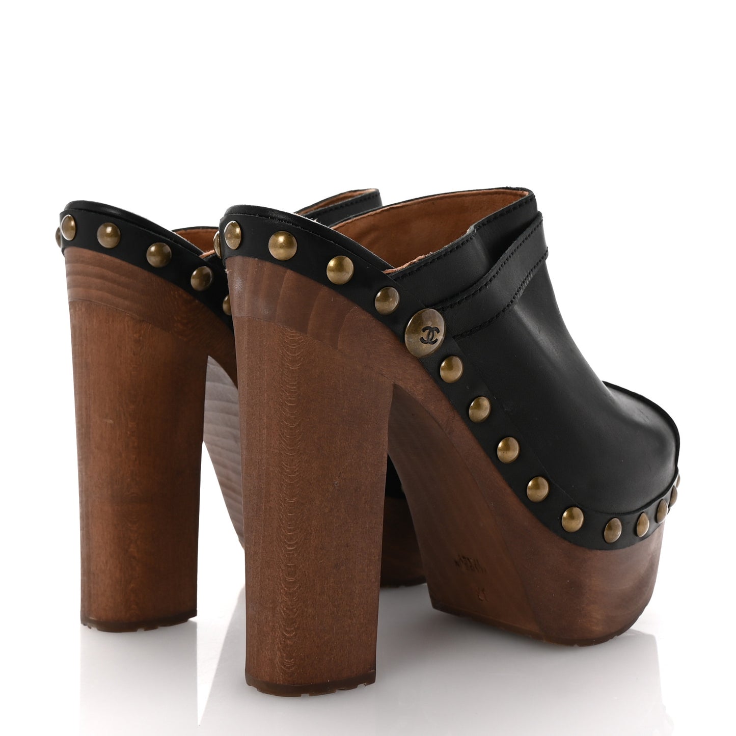 Lambskin Studded Clogs 37 Black