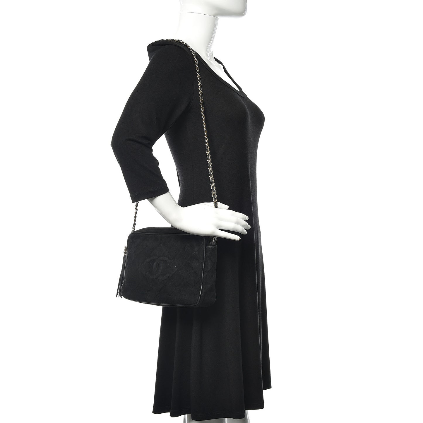Suede CC Tassel Camera Case Black