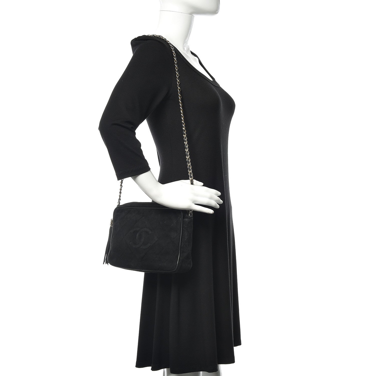 Chanel Suede CC Tassel Camera Case Black 2 of 10