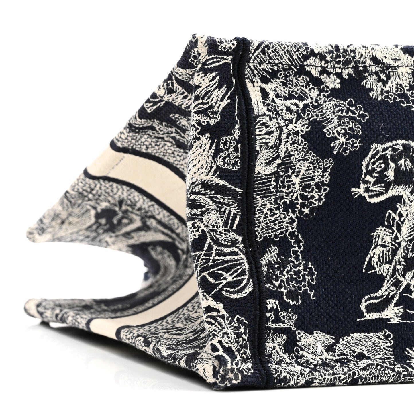 Canvas Embroidered Medium Dioriviera Toile De Jouy Reverse Book Tote Blue