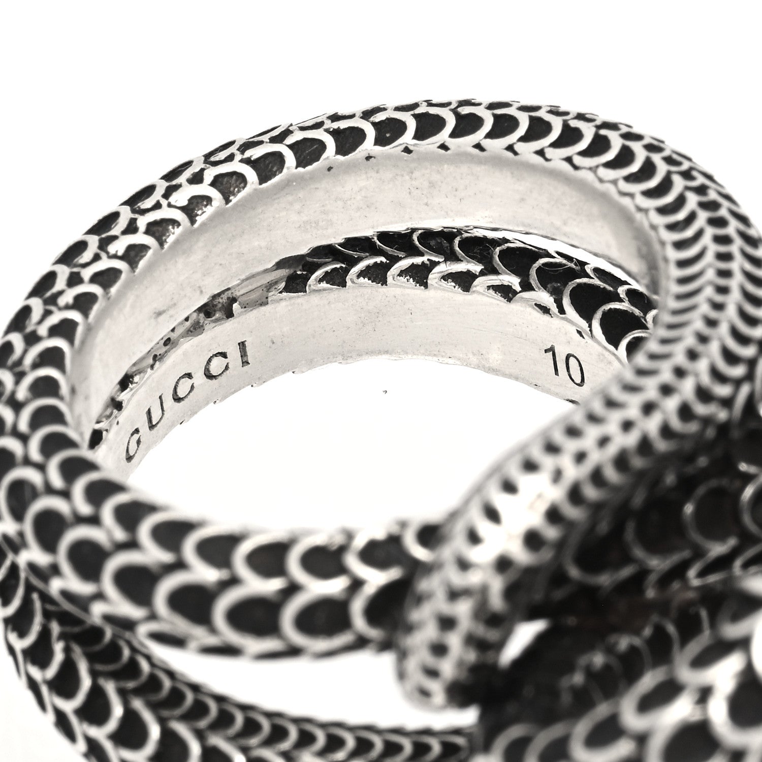 Gucci Sterling Silver Gucci Garden Double Snake Ring 50 5.25 4 of 5