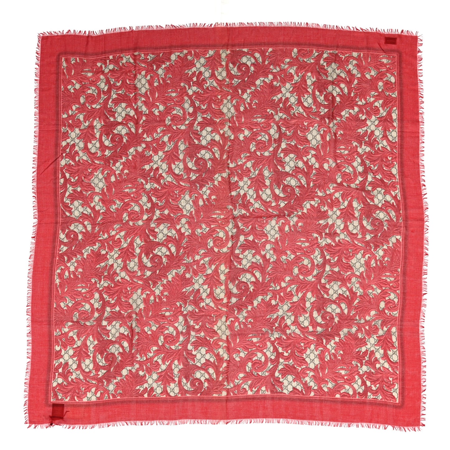 Modal Silk Monogram Big Arabesque Shawl Red Beige
