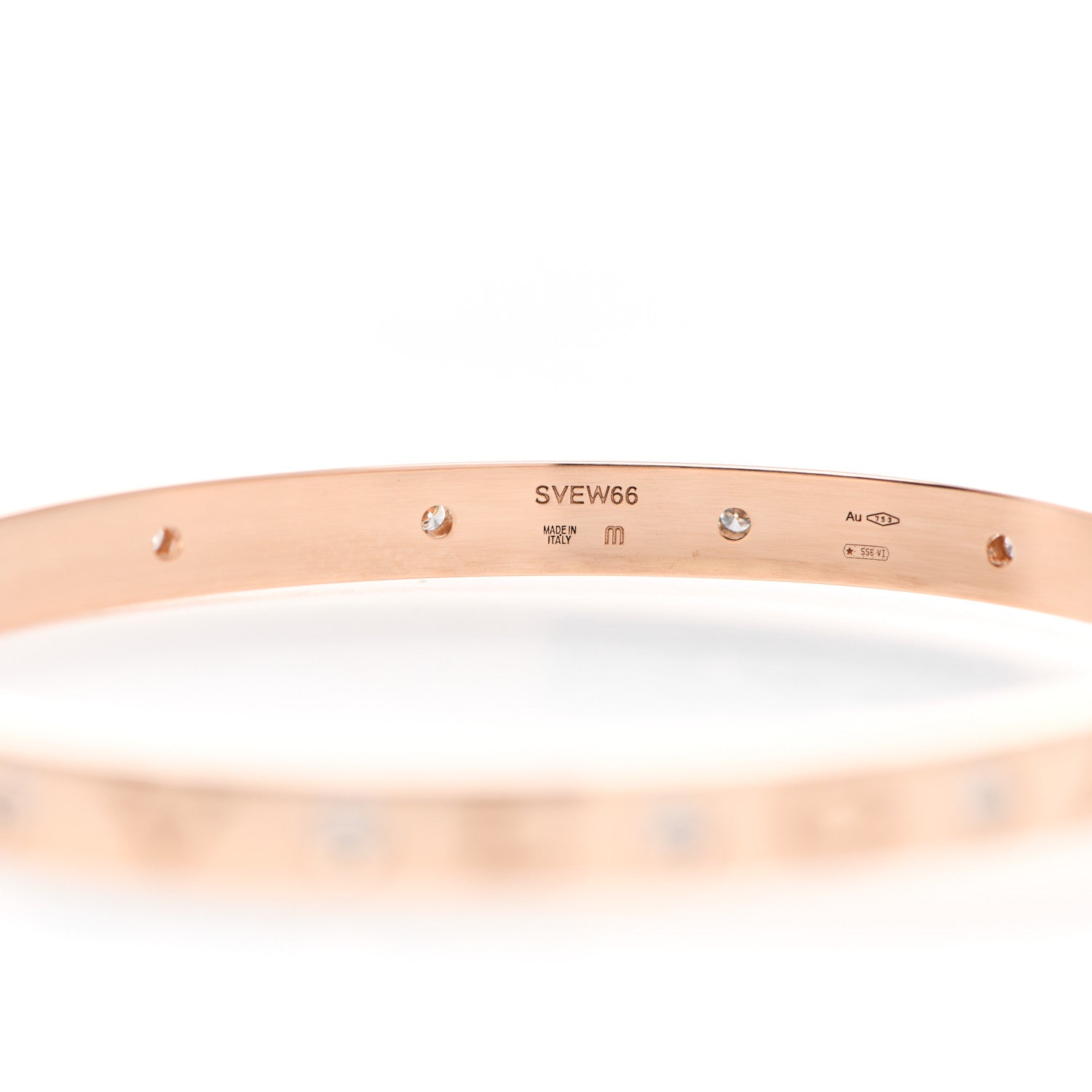 Bulgari 18K Rose Gold 12 Diamond B.Zero1 Essential Bangle Bracelet M 4 of 5