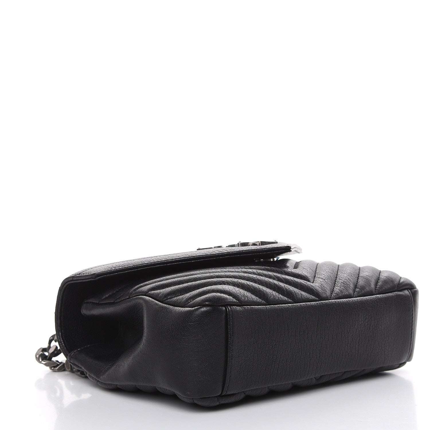 Saint Laurent Sheepskin Matelasse Chevron Monogram Medium College Bag Black 4 of 11